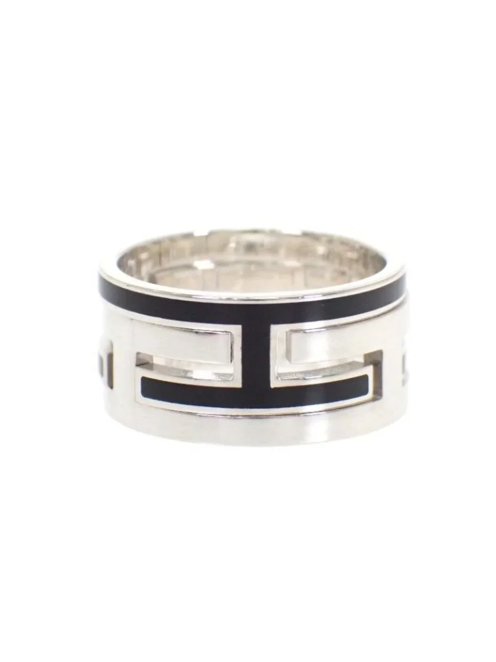 Hermes Move Ash Ring 925 Sterling Silver Black 53 AB